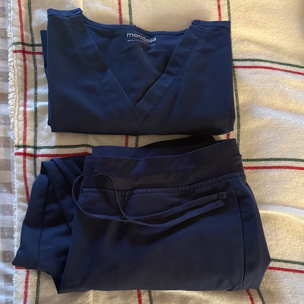 Navy Women's V-Neck Scrub Set - Brand - Picture 8 of 8
